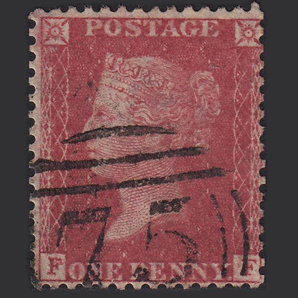 GB QV 1857 1d Rose-red (Plate 59) SG40-C10(1) FF FU Birmingham 75