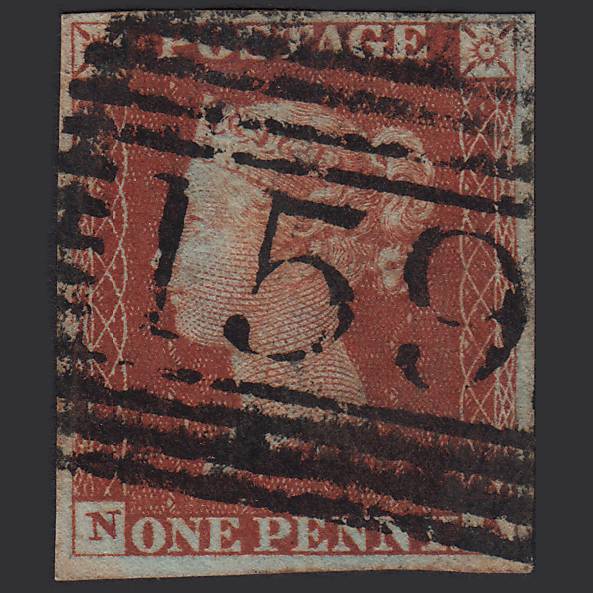 GB QV 1841 1d Red-brown (Plate 43) SG8-B1(1) NA GU 4M Imperf Glasgow 159