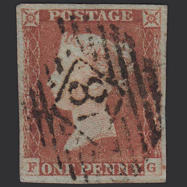 GB QV 1841 1d Red-brown (Plate 68) SG8-B1(1) FG GU 4 Margins London IS 18