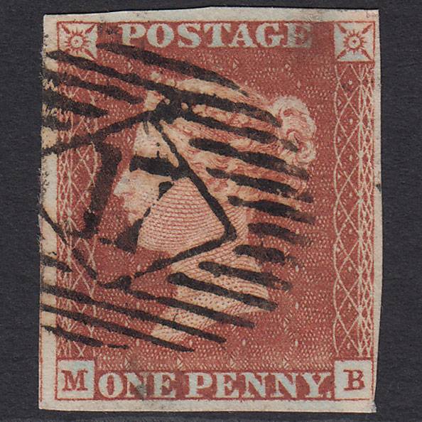 GB QV 1841 1d Red-brown (Plate 52) SG8-B1(1) MB FU 4 Margins London IS 17