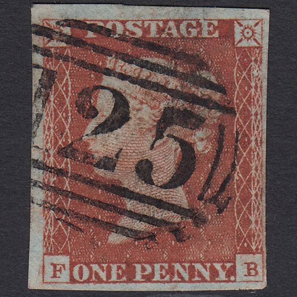 GB QV 1841 1d Red-brown Pl 55 SG8-B1(1) FB FU 4M Bridlington Quay 125