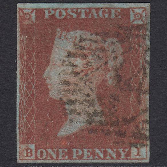 GB QV 1841 1d Very Blued (Plate 87) SG8a-B1(2) BI FU 4M London IS Cancel