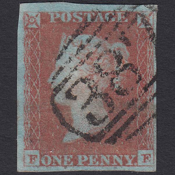 GB QV 1841 1d Very Blued (Plate 84) SG8a-B1(2) FE GU 4M Huddersfield 387