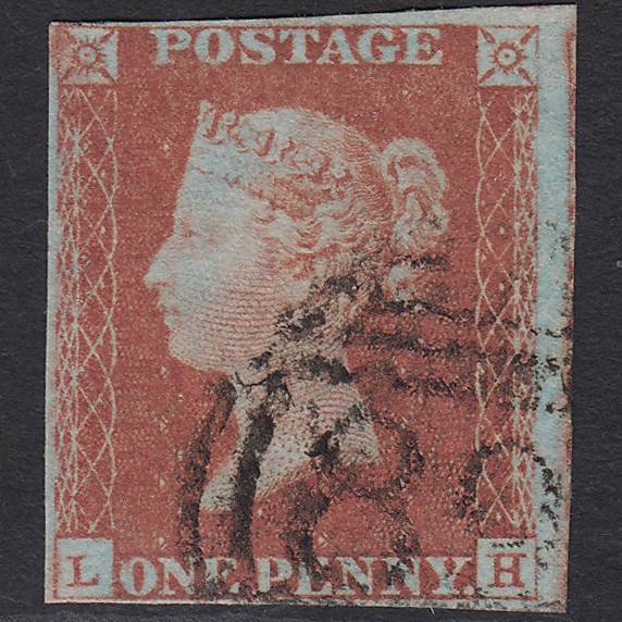 GB QV 1841 1d Red-brown (Plate 72) SG8-B1(1) LH FU 4 Margins