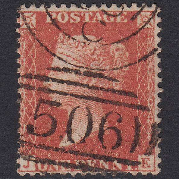 GB QV 1857 1d Orange-red (Plate 45) SGC8(7) JE VFU Margate 506