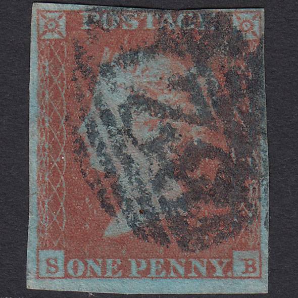 GB QV 1841 1d (Plate 131) SG8a-B1(2) SB GU nr 4M Blue-black Cancellation