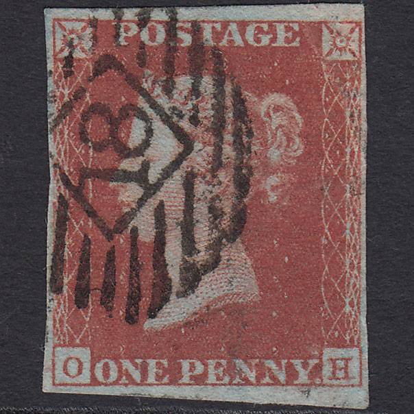 GB QV 1841 1d Red-brown Pl 126 SG8-B2(1) OH FU 4 Margins London IS 18