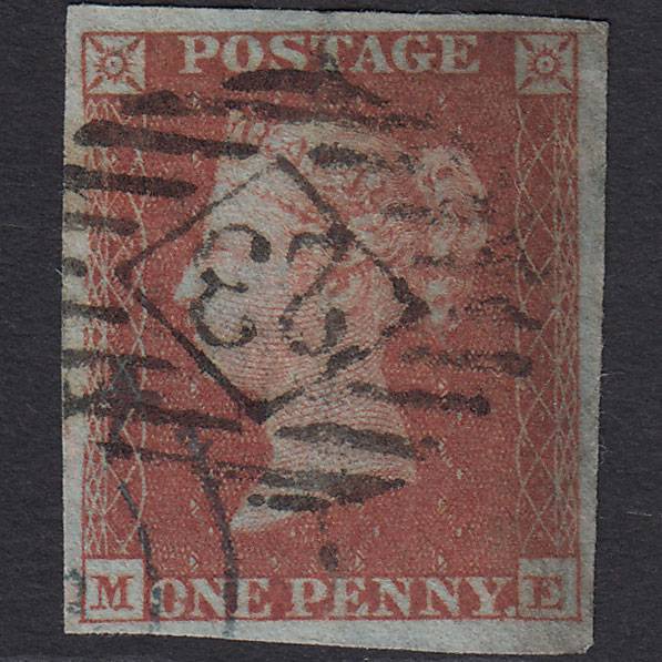 GB QV 1841 1d Pl 173 SG8-B2(1) ME GU 4 Margins London IS 23 & Blue Pmk