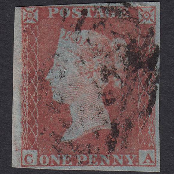 GB QV 1841 1d Very Blued (Plate 165) SG8a-B1(2) CA GU 4 Margins