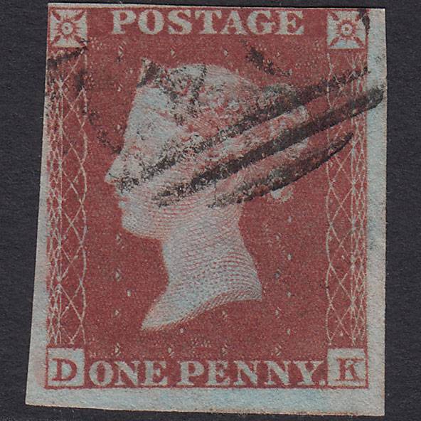 GB QV 1841 1d Red-brown (Plate 165) SG8-B2(1) DK GU nr 4 Margins