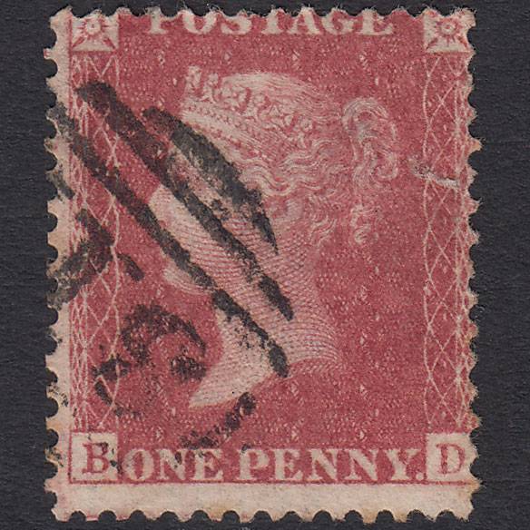 GB QV 1857 1d Rose-red (Plate 49) SG40-C10(1) BD GU Misperf