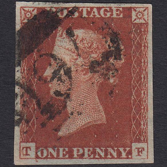 GB QV 1841 1d Deep Red-brown Pl 54 SG10-B1(4) TF FU 4 Goodm Sudbury 760