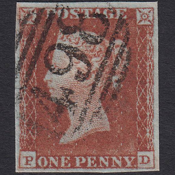 GB QV 1841 1d Red-brown Pl 53 SG8-B1(1) PD FU 4 Margins Manchester 498