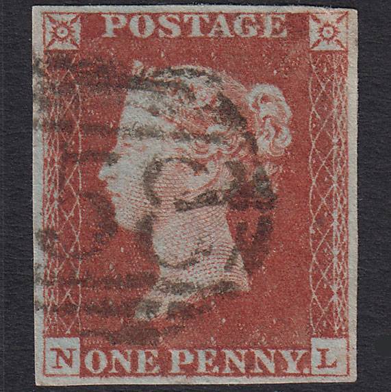 GB QV 1841 1d Red-brown (Plate 51) SG8-B1(1) NL FU 4 Margins
