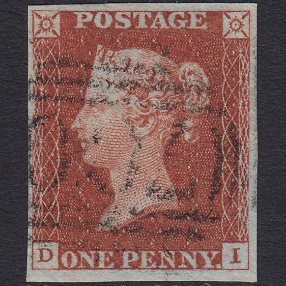 GB QV 1841 1d Red-brown Pl 48 SG8-B1(1) DI VFU 4 Margins Sheffield 700