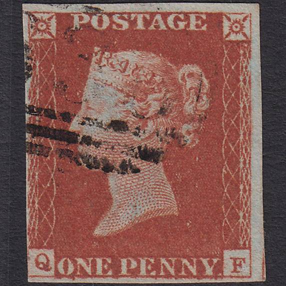 GB QV 1841 1d Red-brown (Plate 60) SG8-B1(1) QF FU nr 4 Margins