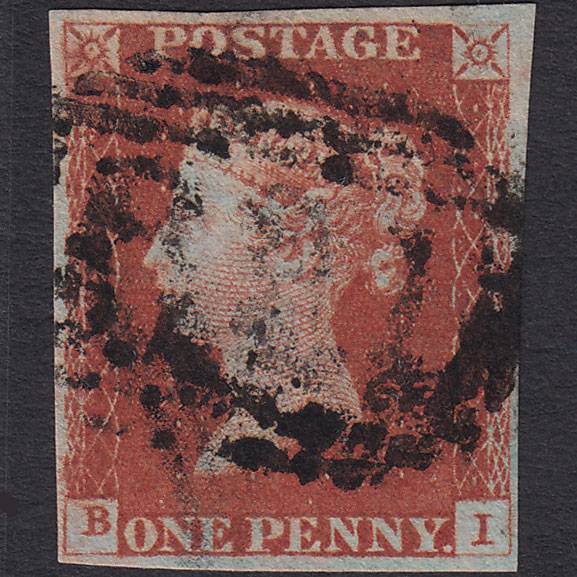 GB QV 1841 1d Red-brown (Plate 60) SG8-B1(1) BI FU 4 Margins