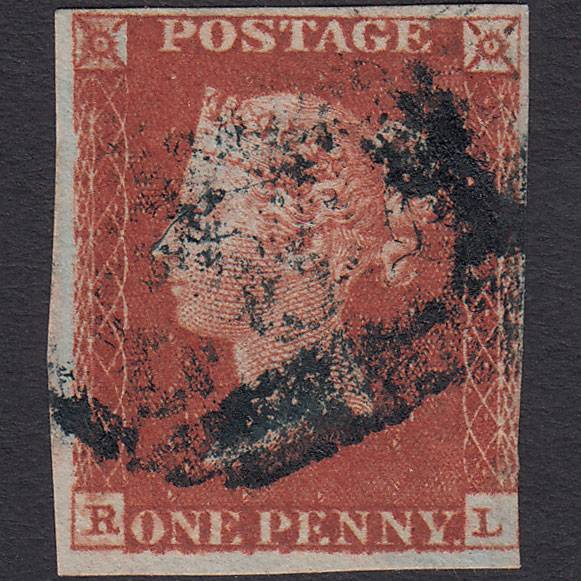 GB QV 1841 1d Red-brown Pl 60 SG8-B1(1) RL GU nr 4M Blue-black Cancel