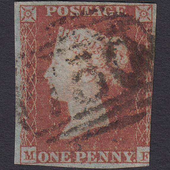 GB QV 1841 1d Red-brown (Plate 114) SG8-B1(1) MF FU 3m Stourbridge 750