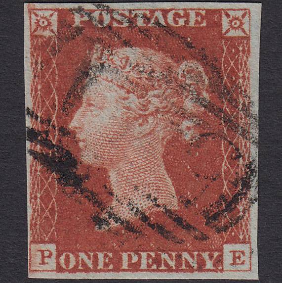 GB QV 1841 1d Red-brown (Plate 60) SG8-B1(1) PE VFU 4 Margins