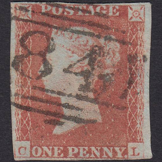 GB QV 1841 1d Red-brown (Plate 77) SG8-B1(1) CL FU nr 4M Canterbury 84