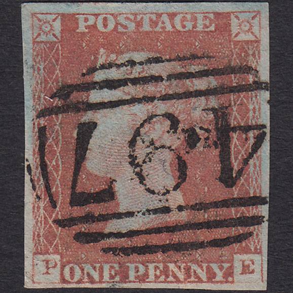 GB QV 1841 1d Red-brown (Plate 77) SG8-B1(1) PE GU 4 Margins Malvern 497