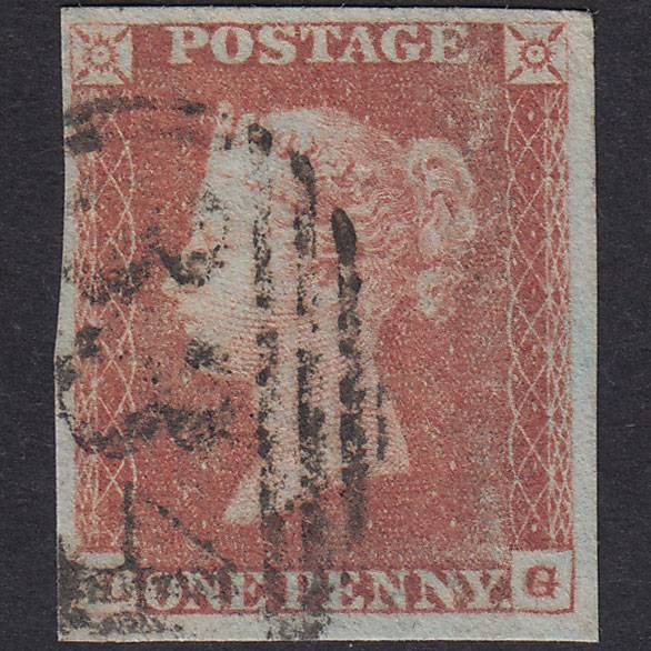 GB QV 1841 1d Red-Brown Plate 80 SG8-B1(1) LG GU 4 Margins Halstead 334