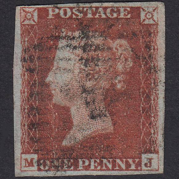 GB QV 1841 1d Red-Brown Plate 69 SG8-B1(1) MJ GU 4 Margins Scotland