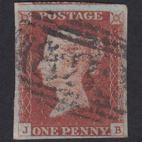 GB QV 1841 1d Red-Brown Plate 82 SG8-B1(1) JB GU 4 Margins