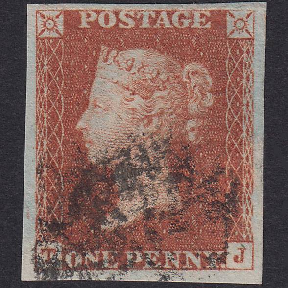 GB QV 1841 1d Red-Brown Plate 25 SG8-B1(1) TJ FU 4 Good Margins
