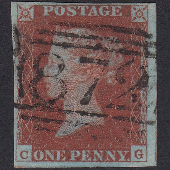 GB QV 1841 1d Very Blued Plate 61 SG8A-B1(2) CG GU 4 Margins Wetherby 872