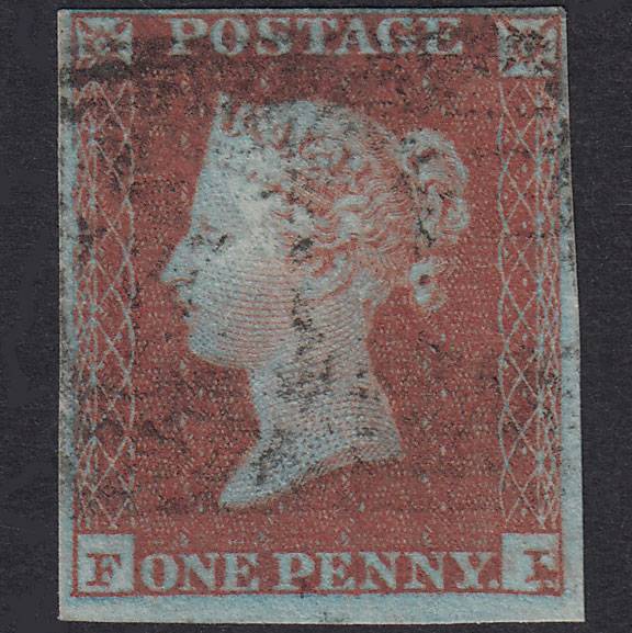 GB QV 1841 1d Very Blued Plate 107 SG8A-B1(2) FI FU Double Letter