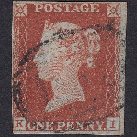 GB QV 1841 1d Red-Brown Plate 51 SG8-B1(1) KI FU 4 Margins Light Cancel