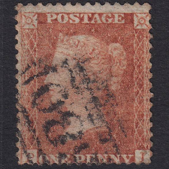 GB QV 1856 1d Red-Brown Plate 37 SG29-C8(1) PI GU St Ives 680