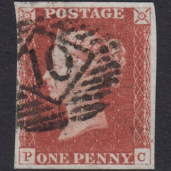 GB QV 1841 1d Red-Brown Plate 69 SG8-B1(1) PC FU 4 Margins London IS 10