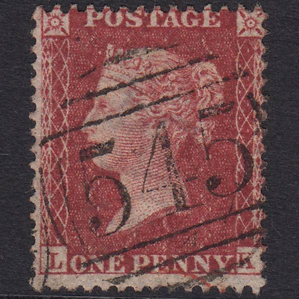 GB QV 1857 1d Deep Rose-Red Plate 46 SG41-C10(2) LK VFU Newcastle 545