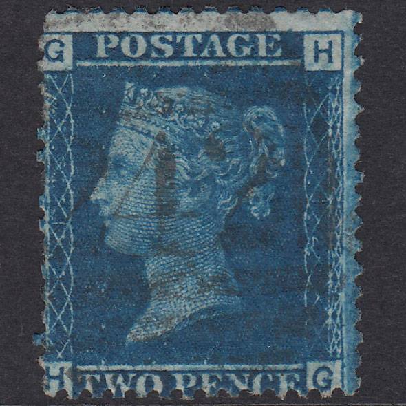 GB QV 1858 2d Blue Plate 12 SG45-G2 HG GU Derby 242