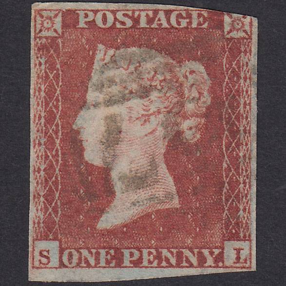 GB QV 1841 1d Red-Brown Plate 153 SG8-B2(1) Ivory Head SL GU 3 Margins