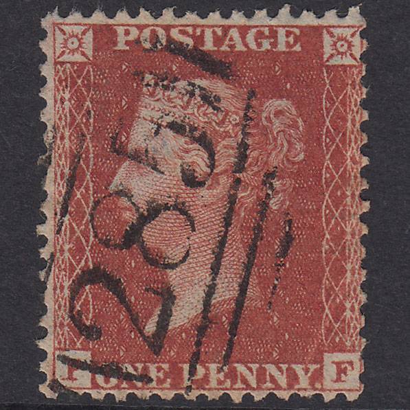 GB QV 1855 1d Red-Brown Plate 7 SGC6(1) PF GU Exeter 285