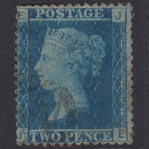 GB QV 1858 2d Blue Plate 9 SG45-G2 JE GU Light Cancel