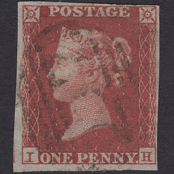 GB QV 1841 1d Red-Brown Plate 158 SG8-B2(1) IH GU Newmarket 557