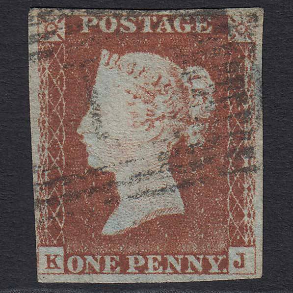 GB QV 1841 1d Red-brown Pl 69 (SG8) 'KJ' FU Aberdeen (1) nr 4 Margins