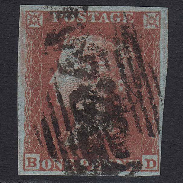 GB QV 1841 1d Red-brown (Plate 138) (SG8) 'BD' GU 4 Margins