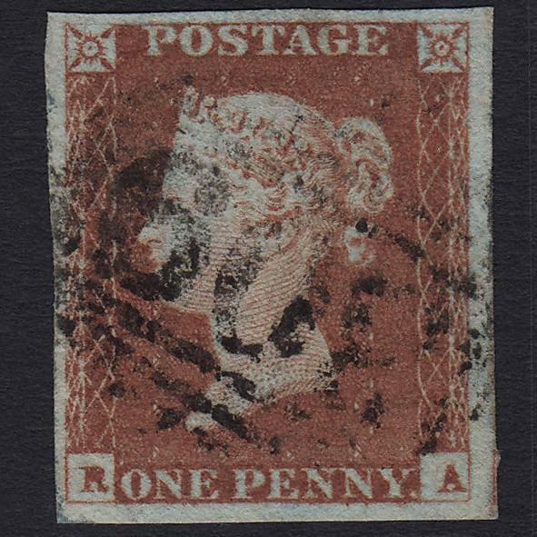 GB QV 1841 1d Red-brown Pl 81 SG8-B1(1) RA FU Gateshead 309 4 Margins