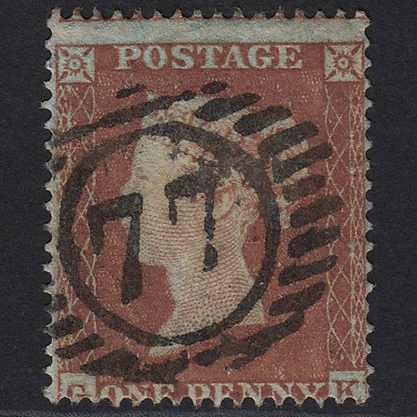 GB QV 1854 1d Red-brown (Plate 157) SG17-C1(1) GK GU London No.77