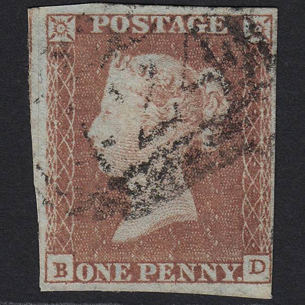 GB QV 1841 1d Pale Red-brn Pl 92 SG9-B1(3) BD FU Knaresborough 424 4M