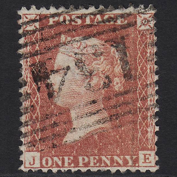 GB QV 1857 1d Dull Red Transitional (Plate 27) C9(5) JE GU Ellon 134