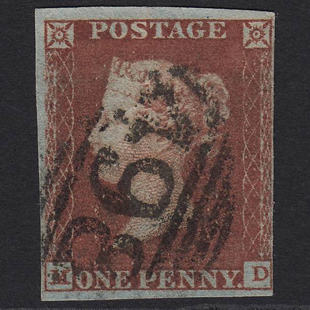 GB QV 1841 1d Red-brown (Plate 104) SG8-B1(1) MD FU Manchester 498 4M