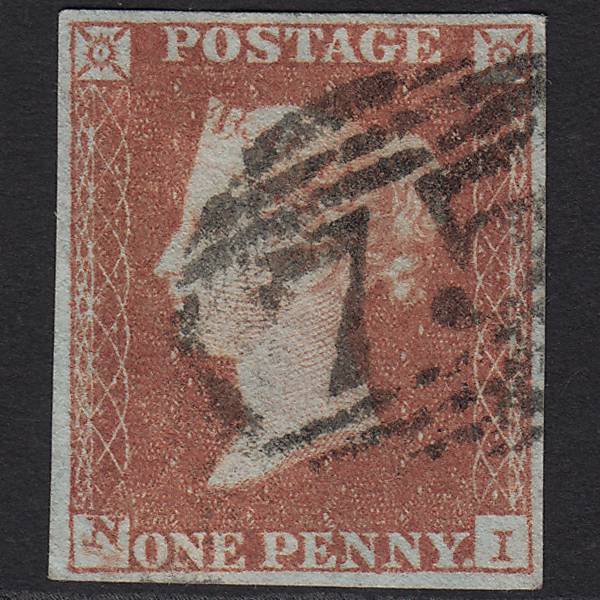 GB QV 1841 1d Red-brown Pl 90 SG8-B1(1) NI VFU Birmingham 75 4M Imperf