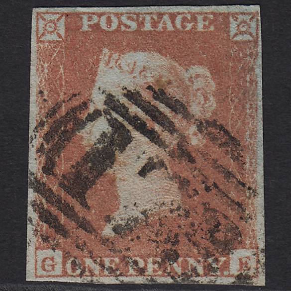 GB QV 1841 1d Red-brown (Plate 92) SG8-B1(1) GE GU 4M Chatham 173